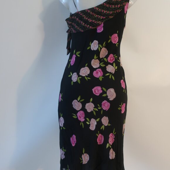 Womens Moschino Cheapandchic 100% Silk Black, Pink Floral Dress S - Picture 7 of 9